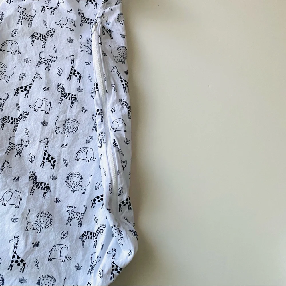 JoJo Maman Bebe Sleep Bag 0-6 months White Animal Print Cotton Summer